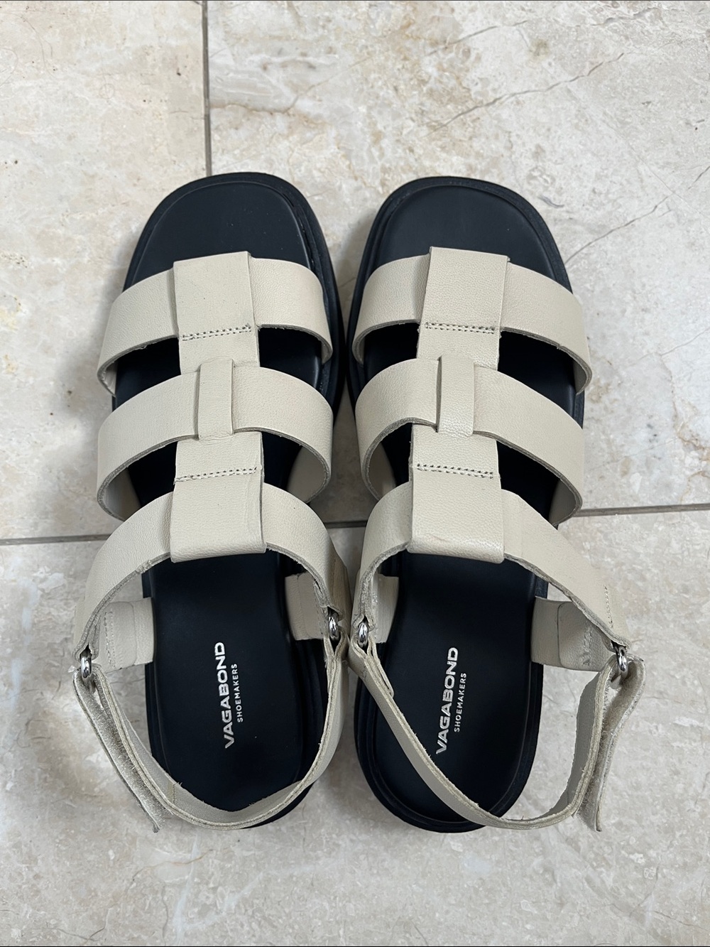 Vagabond Shoemakers Cream Strappy Platform Fisherman Sandals